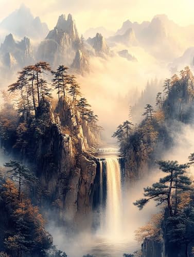Malen Nach Zahlen Erwachsene Wasserfall, Landschaft Malen Nach Zahlen ab 7 Jahre Mädchen Geschenk, DIY Painting by Numbers Kinder Handgemalt Leinwand (20x30cm) Rahmenlos, Wanddeko Aesthetics 1C-4 von GOUFEENG