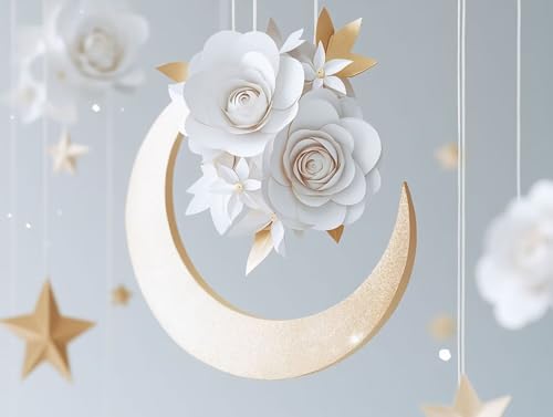 Mond Diamond Painting Erwachsene Groß XXL 20x30 cm, 5D Diamond Painting Weiß, DIY Runden Steine Kristall Kunst Basteln Erwachsene Anfänger Set, Wand Deko Wohnzimmer, Geschenke für Frauen 0G-DSK von GOUFEENG