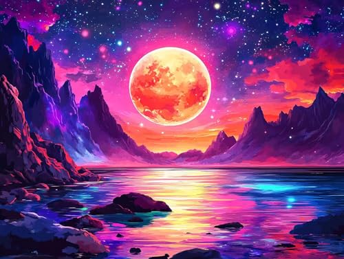 Mond Diamond Painting Erwachsene Groß XXL 25x35 cm, 5D Diamond Painting Meer, DIY Runden Steine Kristall Kunst Basteln Erwachsene Anfänger Set, Wand Deko Wohnzimmer, Geschenke für Frauen 2S-WL3 Mond Diamond Painting Erwachsene Groß XXL 25x35 cm, 5D Diamond Painting Meer, DIY Runden Steine Kristall Kunst Basteln Erwachsene Anfänger Set, Wand Deko Wohnzimmer, Geschenke für Frauen 2S-WL3 von GOUFEENG