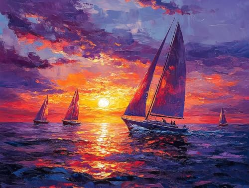 Segelboot Diamond Painting Erwachsene Groß XXL 40x55cm, 5D Diamond Painting Sonnenuntergang, DIY Runden Steine Kristall Kunst Basteln Erwachsene Anfänger Set, Wand Deko Wohnzimmer, Geschenke 6F-V2F Segelboot Diamond Painting Erwachsene Groß XXL 40x55cm, 5D Diamond Painting Sonnenuntergang, DIY Runden Steine Kristall Kunst Basteln Erwachsene Anfänger Set, Wand Deko Wohnzimmer, Geschenke 6F-V2F von GOUFEENG
