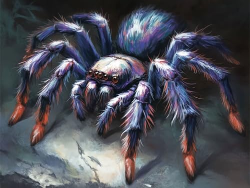 Spinne Diamond Painting Erwachsene Groß XXL 25x35cm, 5D Diamond Painting Blau, DIY Runden Steine Kristall Kunst Basteln Erwachsene Anfänger Set, Wand Deko Wohnzimmer, Geschenke für Frauen P7-Q5E von GOUFEENG