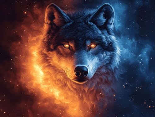 Wolf Diamond Painting Erwachsene Groß XXL 40x55cm, 5D Diamond Painting Orange Color, DIY Runden Steine Kristall Kunst Basteln Erwachsene Anfänger Set, Wand Deko Wohnzimmer, Geschenke für Frauen IZ-TMF Wolf Diamond Painting Erwachsene Groß XXL 40x55cm, 5D Diamond Painting Orange Color, DIY Runden Steine Kristall Kunst Basteln Erwachsene Anfänger Set, Wand Deko Wohnzimmer, Geschenke für Frauen IZ-TMF von GOUFEENG