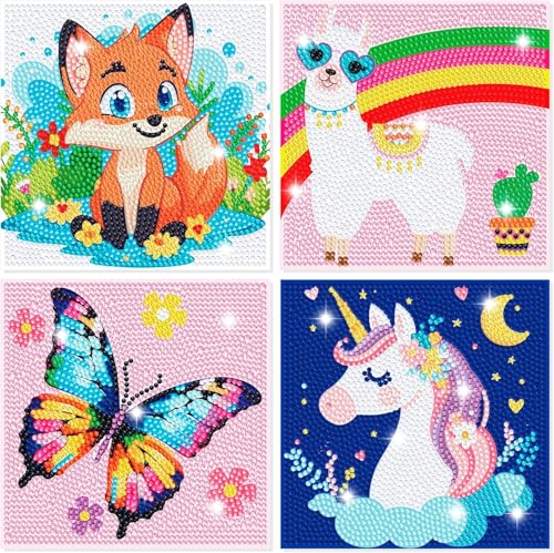 GOUGOUFAFA 4er Set Tiere Diamond Painting Kinder- Tiere Diamant Painting Bilder für Bastelset Kinder ab 6 Jahre mit Diamond Painting Zubehör 15x15cm GOUGOUFAFA 4er Set Tiere Diamond Painting Kinder- Tiere Diamant Painting Bilder für Bastelset Kinder ab 6 Jahre mit Diamond Painting Zubehör 15x15cm von GOUGOUFAFA