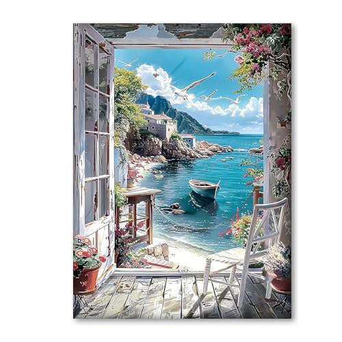 GOUGOUFAFA Malen Nach Zahlen Erwachsene- Landschaft Malen nach Zahlen Diy Erwachsene, Acrylfarbe Leinwand und 3 Pinsel Kit Geschenk Home Haus Deko Ohne Rahmen(40×50cm) von GOUGOUFAFA