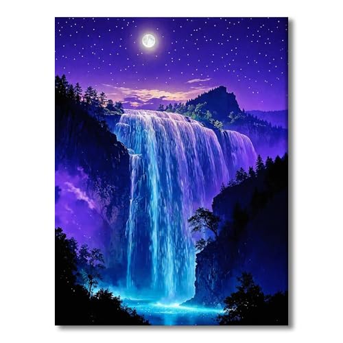 GOUGOUFAFA Malen Nach Zahlen Erwachsene- Landschaft Malen nach Zahlen Diy Erwachsene, Acrylfarbe Leinwand und 3 Pinsel Kit Geschenk Home Haus Deko Ohne Rahmen(40×50cm) von GOUGOUFAFA