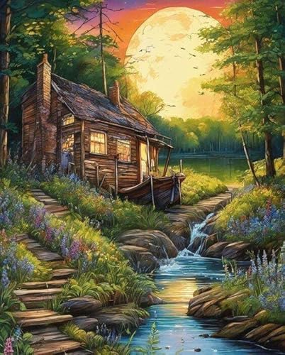 GOUGOUFAFA Malen nach Zahlen für Erwachsene, Landschaft, DIY für Erwachsene, Ölgemälde-Set auf Leinwand, geeignet für die Wanddekoration zu Hause (30 x 40 cm) von GOUGOUFAFA