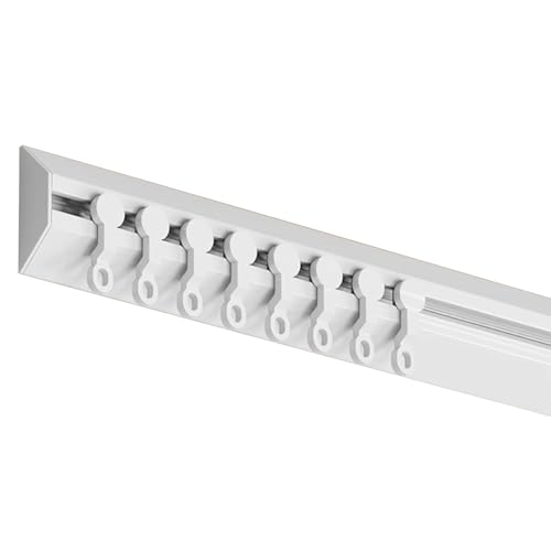 Stille Vorhangschiene, Deckenschiene für Vorhänge, Aluminiumschienen, robuste Vorhangschienen, Schalldämpfer-Streifen, Raumteiler-Gardinenstange (Größe: 2,6 m, Farbe: Seitenmontage) von GOUZIBHD