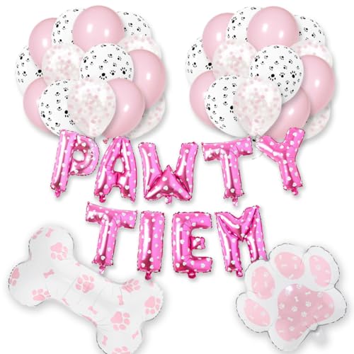 Folienballon-Banner mit Pfotenknochen, 40,6 cm, Rosa, 11 Stück von GOVAODE