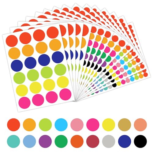 3040 Stück Klebepunkte Bunt, 20mm 10mm 6mm Runde Punkte Aufkleber, Selbstklebende Etiketten Markierungspunkte, Runde Punktaufkleber Klebepunkte, Farbige Etiketten Markierungspunkte für Büro Schule 3040 Stück Klebepunkte Bunt, 20mm 10mm 6mm Runde Punkte Aufkleber, Selbstklebende Etiketten Markierungspunkte, Runde Punktaufkleber Klebepunkte, Farbige Etiketten Markierungspunkte für Büro Schule von GOWTX