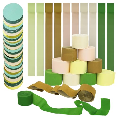 4.5cm X 25m Grün khaki Krepppapier Floristenkrepp - 10 Rollen krepppapier in 5 Farben, Party Bunte kreppbänder Luftschlangen, Kreppband Bunt Satz mit 4m Party Dekoration Punkt Ziehen 4.5cm X 25m Grün khaki Krepppapier Floristenkrepp - 10 Rollen krepppapier in 5 Farben, Party Bunte kreppbänder Luftschlangen, Kreppband Bunt Satz mit 4m Party Dekoration Punkt Ziehen von GOWTX