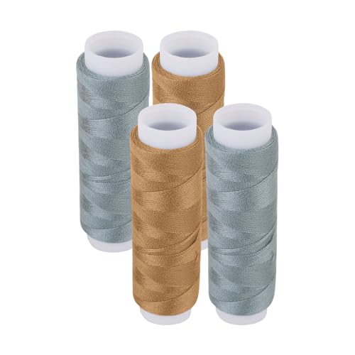 Nähgarn, 4 Stück, Grau und Kastanienbraun, 110 m, Polyester-Nähgarne, Reparaturspulen, Universal-Nähmaschinengarn, DIY-Stickgarn, Nähen für Handarbeiten, Reparaturen von GOWTX