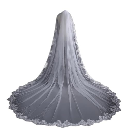 GOXQIT Brautschleier 1-lagiger Hochzeitsschleier, Langer Brautschleier, Schlichtes Design, Spitze, Brautschleier for Verlobungsfeier, Hochzeit, Brautkopfschmuck GOXQIT Brautschleier 1-lagiger Hochzeitsschleier, Langer Brautschleier, Schlichtes Design, Spitze, Brautschleier for Verlobungsfeier, Hochzeit, Brautkopfschmuck von GOXQIT