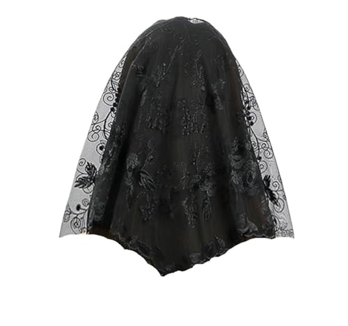 GOXQIT Brautschleier 2 Stück Spitzen-Hochzeitsschleier, Kurze Brautschleier, Kopfbedeckung, Schal, Brautschleier for Hochzeitsdekoration(Black) von GOXQIT