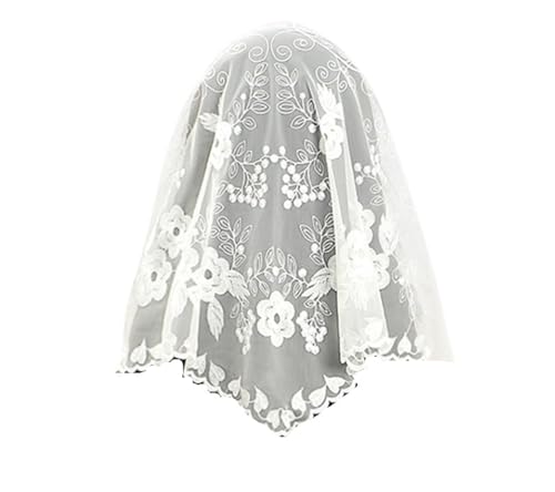 GOXQIT Brautschleier 2 Stück Spitzen-Hochzeitsschleier, Kurze Brautschleier, Kopfbedeckung, Schal, Brautschleier for Hochzeitsdekoration(White) von GOXQIT