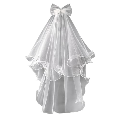 GOXQIT Brautschleier 2-stufiger Hochzeitsschleier mit Kamm, Brautschleier, Schleife, kurzer Länge, lockiger Tüll for Verlobungs-Haarschmuck GOXQIT Brautschleier 2-stufiger Hochzeitsschleier mit Kamm, Brautschleier, Schleife, kurzer Länge, lockiger Tüll for Verlobungs-Haarschmuck von GOXQIT