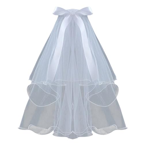 GOXQIT Brautschleier Brautschleier, einfacher Hochzeitsschleier, Braut-Braut-Tüll-Haarzubehör for die Hochzeit(White Style A) von GOXQIT