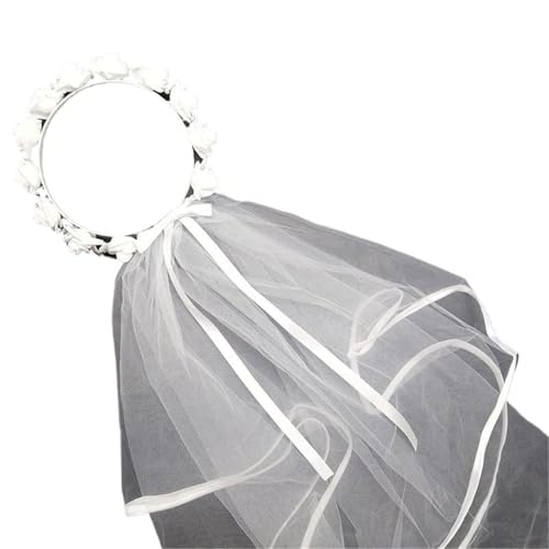 GOXQIT Brautschleier Frauen Braut Schleier Blume Haarkranz mit Schleier Girlande Hochzeit Stirnband verstellbare Schnürband Bachelorette Party GOXQIT Brautschleier Frauen Braut Schleier Blume Haarkranz mit Schleier Girlande Hochzeit Stirnband verstellbare Schnürband Bachelorette Party von GOXQIT