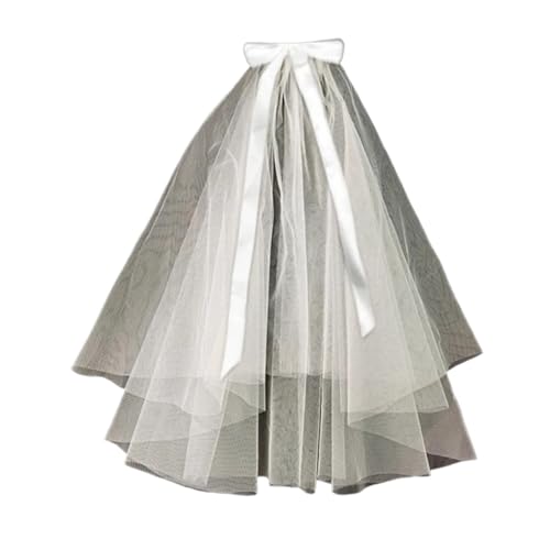GOXQIT Brautschleier Hochzeit Tüll Braut Schleier Band Rand Elegante Frauen Braut Zubehör Kurz for Frauen Hochzeit Dekor(Beige) von GOXQIT