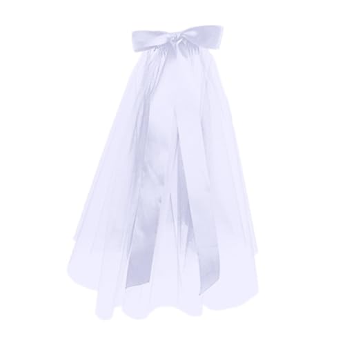 GOXQIT Brautschleier Hochzeit Tüll Braut Schleier Band Rand Elegante Frauen Braut Zubehör Kurz for Frauen Hochzeit Dekor(White) von GOXQIT