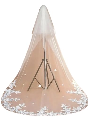 GOXQIT Brautschleier Langer Hochzeitsschleier, Spitzenrand-Brautschleier mit Kamm, weicher Tüll, 3,0 Meter, zweilagiger Schleier for die Braut GOXQIT Brautschleier Langer Hochzeitsschleier, Spitzenrand-Brautschleier mit Kamm, weicher Tüll, 3,0 Meter, zweilagiger Schleier for die Braut von GOXQIT