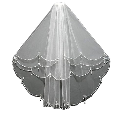 GOXQIT Brautschleier Zwei Schichten Hochzeitsschleier Ellenbogenlänge Schleier mit Perlenkante Hochzeit Brautschleier kurz for Hochzeit GOXQIT Brautschleier Zwei Schichten Hochzeitsschleier Ellenbogenlänge Schleier mit Perlenkante Hochzeit Brautschleier kurz for Hochzeit von GOXQIT