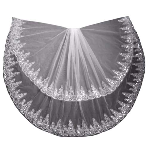 GOXQIT Brautschleier Zweischichtiger Brautschleier, Tüll-Hochzeitsschleier mit Kamm, Spitzenkante for Hochzeit, Verlobung, Brautkopfschmuck, Zubehör GOXQIT Brautschleier Zweischichtiger Brautschleier, Tüll-Hochzeitsschleier mit Kamm, Spitzenkante for Hochzeit, Verlobung, Brautkopfschmuck, Zubehör von GOXQIT