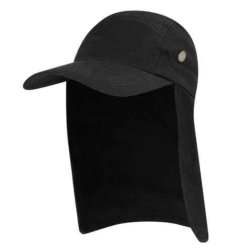 GOXQIT Fischerhut Sonnenhut for Herren, mit Nackenklappe, Faltbarer Boonie-Hut aus Netzstoff for den Sommer, for Angeln, Wandern, Gartenarbeit(Black) von GOXQIT