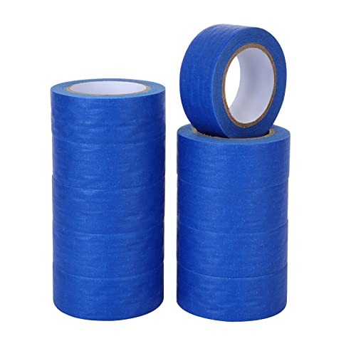 GOYADA 10 Stück Kreppband Malerband, Gewebeklebeband Blau 24 mm x 12 m, Klebeband für die Dekoration des Handwerks (Blau) von GOYADA