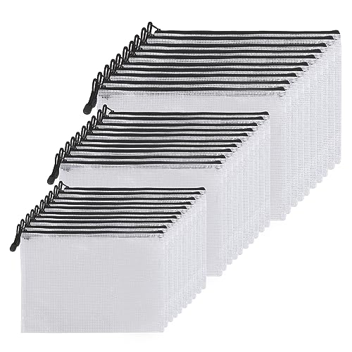 GOYADA 30 Stück Dokumententasche A4+A5+A6, Mesh Kunststoff Dokumentenmappe mit Reißverschluss, Wasserdichte Beutel mit Reißverschluss für Dokumente, Quittung, Papier, Schreibwaren von GOYADA