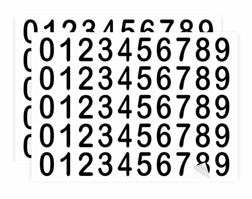 GOYAPRINT Aufkleber mit 100 Zahlen, 25 mm, 0 bis 9 Nummernschilder, für Schließfächer, Hotelzimmer, Büro, weißer Hintergrund, schwarze Zahlen, 17 x 25 mm von GOYAPRINT
