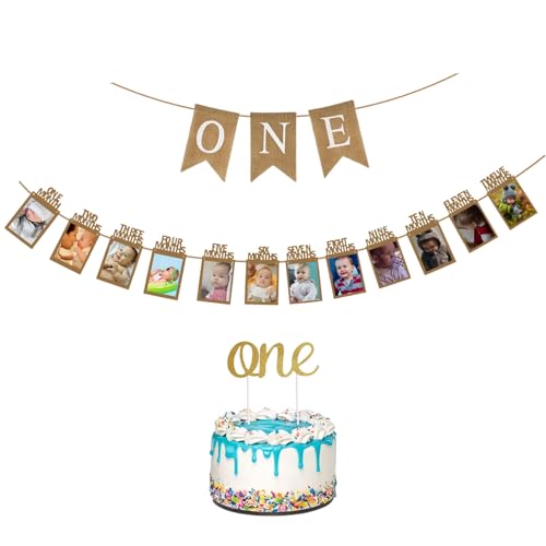 GOZINA 1. Geburtstag Dekorationen, ein Happy Birthday Banner, ein 1. Geburtstag Foto Banner und ein Tortenaufsatz für 1. Geburtstag Dekorationen für Jungen GOZINA 1. Geburtstag Dekorationen, ein Happy Birthday Banner, ein 1. Geburtstag Foto Banner und ein Tortenaufsatz für 1. Geburtstag Dekorationen für Jungen von GOZINA