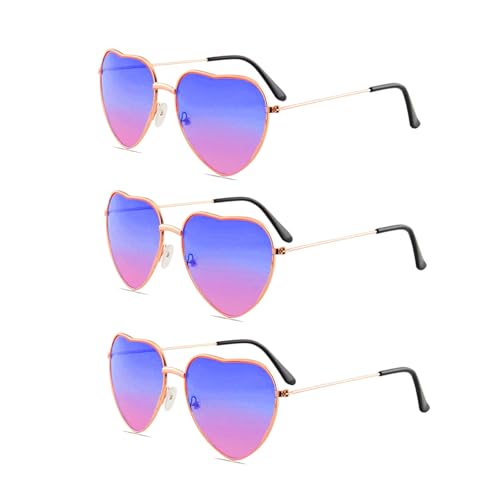 GOZINA 3 Pack Herz Sonnenbrille, Sunglasses Woman, Partybrillen, Sonnenbrille Herz, Lustige Brillen, Herzbrille, 70er 80er 90er Jahre Reisen Hochzeit Urlaub Geburtstag Party (progressives Rot) von GOZINA