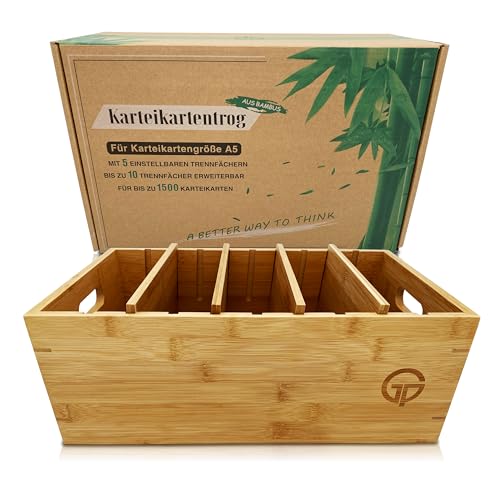 GP Get Productive Karteitrog für 1500 DIN A5 Karteikarten, inkl. 4 einstellbaren Trennbrettern der Holz-Karteitrog quer, Karteikasten Bambus Holz Lernbox glanzbeschichtet in premium Qualität GP Get Productive Karteitrog für 1500 DIN A5 Karteikarten, inkl. 4 einstellbaren Trennbrettern der Holz-Karteitrog quer, Karteikasten Bambus Holz Lernbox glanzbeschichtet in premium Qualität von GP Get Productive