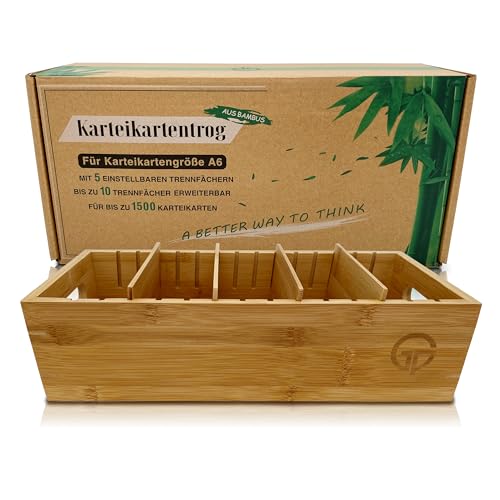 GP Get Productive Karteitrog für 1500 DIN A6 Karteikarten, inkl. 4 einstellbaren Trennbrettern der Holz-Karteitrog quer, Karteikasten Bambus Holz Lernbox glanzbeschichtet in premium Qualität GP Get Productive Karteitrog für 1500 DIN A6 Karteikarten, inkl. 4 einstellbaren Trennbrettern der Holz-Karteitrog quer, Karteikasten Bambus Holz Lernbox glanzbeschichtet in premium Qualität von GP Get Productive