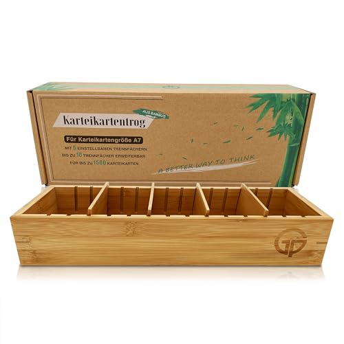 GP Get Productive Karteitrog für 1500 DIN A7 Karteikarten, inkl. 4 einstellbaren Trennbrettern der Holz-Karteitrog quer, Karteikasten Bambus Holz Lernbox glanzbeschichtet in premium Qualität GP Get Productive Karteitrog für 1500 DIN A7 Karteikarten, inkl. 4 einstellbaren Trennbrettern der Holz-Karteitrog quer, Karteikasten Bambus Holz Lernbox glanzbeschichtet in premium Qualität von GP Get Productive