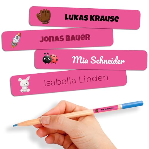 Namensaufkleber Kinder für Schule & Kita 80 Stk. Personalisierte Aufkleber für Kleidung & Spielzeug, Spülmaschinenfest, für Tassen, Trinkflaschen alle Schulsachen, Wasserfest 55x8 mm Magenta Namensaufkleber Kinder für Schule & Kita 80 Stk. Personalisierte Aufkleber für Kleidung & Spielzeug, Spülmaschinenfest, für Tassen, Trinkflaschen alle Schulsachen, Wasserfest 55x8 mm Magenta von GP TONER