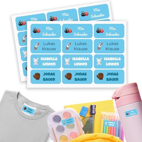 Namensaufkleber Kinder für Schule & Kita 90 Stk. Personalisierte Aufkleber für Kleidung & Spielzeug, Spülmaschinenfest, für Tassen, Trinkflaschen alle Schulsachen, Wasserfest 30x13 mm Blau Namensaufkleber Kinder für Schule & Kita 90 Stk. Personalisierte Aufkleber für Kleidung & Spielzeug, Spülmaschinenfest, für Tassen, Trinkflaschen alle Schulsachen, Wasserfest 30x13 mm Blau von GP TONER