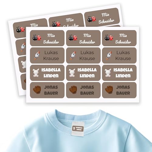 Namensaufkleber Kinder für Schule & Kita 90 Stk. Personalisierte Aufkleber für Kleidung & Spielzeug, Spülmaschinenfest, für Tassen, Trinkflaschen alle Schulsachen, Wasserfest 30x13 mm Braun Namensaufkleber Kinder für Schule & Kita 90 Stk. Personalisierte Aufkleber für Kleidung & Spielzeug, Spülmaschinenfest, für Tassen, Trinkflaschen alle Schulsachen, Wasserfest 30x13 mm Braun von GP TONER