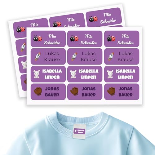 Namensaufkleber Kinder für Schule & Kita 90 Stk. Personalisierte Aufkleber für Kleidung & Spielzeug, Spülmaschinenfest, für Tassen, Trinkflaschen alle Schulsachen, Wasserfest 30x13 mm Lila Namensaufkleber Kinder für Schule & Kita 90 Stk. Personalisierte Aufkleber für Kleidung & Spielzeug, Spülmaschinenfest, für Tassen, Trinkflaschen alle Schulsachen, Wasserfest 30x13 mm Lila von GP TONER