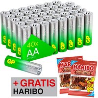 AKTION: 40 GP Batterien SUPER Mignon AA 1,5 V + GRATIS 2 x HARIBO Cola Tüte 175g von GP