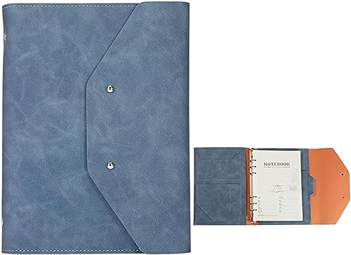 GPDKMNJR, A5 6 Ringbuch Business-Ordner for Interview-Konferenz und Präsentation Notebook Pocket Organizer(Blue) von GPDKMNJR