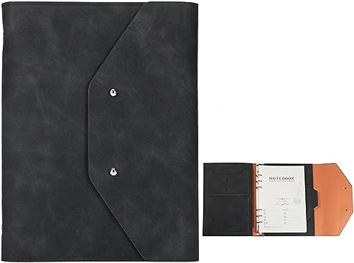 GPDKMNJR, A5 6 Ringbuch Business-Ordner for Interview-Konferenz und Präsentation Notebook Pocket Organizer(Svart) von GPDKMNJR