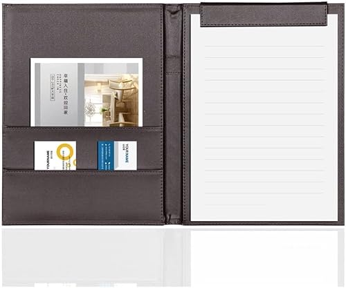 GPDKMNJR, PU Leder Klemmbrett Büro Klemmbrett A4 Faltbare Datei Clip Pad Visitenkarte Konferenz Pad Mit Stift Halter(Curry) von GPDKMNJR