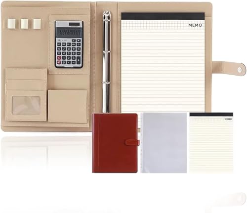 GPDKMNJR, S Binder Superior Vegan Leder Business Business Planer for Schule Büro Konferenz Notizblock(Bruin) von GPDKMNJR