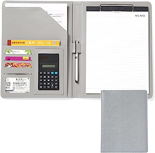 GPDKMNJR, Schreibblock Business PU mit Taschenrechner Kunstleder Aufbewahrung Zwischenablage for Konferenzdokumente Arbeit(Silver) von GPDKMNJR