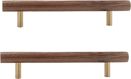 GPDNBIEU, 2 Stück Ziehknöpfe Schubladenschrankgriff T-Griffe Türgriffe for Schränke Nussbaum Küchenschrankgriffe(Hole Distance:128mm) von GPDNBIEU