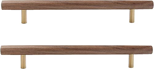 GPDNBIEU, 2 Stück Ziehknöpfe Schubladenschrankgriff T-Griffe Türgriffe for Schränke Nussbaum Küchenschrankgriffe(Hole Distance:224mm) von GPDNBIEU