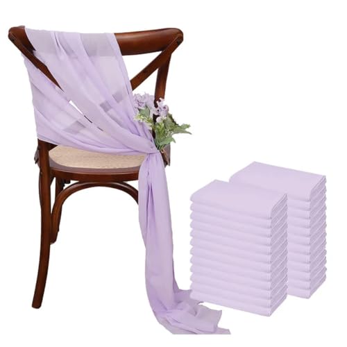 GPDNBIEU, 24 Stück 17 x 275 cm Chiffon-Stuhlschärpen, 12 Sets weiße Stuhlschärpen, Hochzeits-Stuhlschärpen, Band, Hochzeit, Party, Gang, Stuhl-Dekoration(Purple) von GPDNBIEU