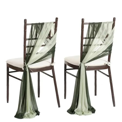 GPDNBIEU, 24 Stück 17 x 275 cm grüne Chiffon-Stuhlschärpen, 12 Sets Hochzeits-Stuhlschärpen, Band, Hochzeit, Party, Gang, Stuhl-Dekoration(Dark Green) von GPDNBIEU