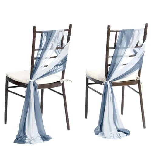 GPDNBIEU, 24 Stück 17 x 275 cm grüne Chiffon-Stuhlschärpen, 12 Sets Hochzeits-Stuhlschärpen, Band, Hochzeit, Party, Gang, Stuhl-Dekoration(Gray Blue) von GPDNBIEU